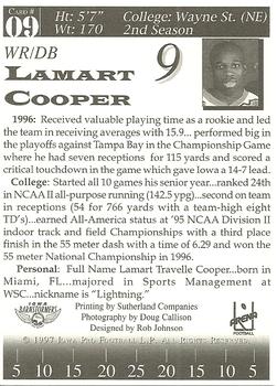 1997 Iowa Barnstormers (AFL) #9 Lamart Cooper Back