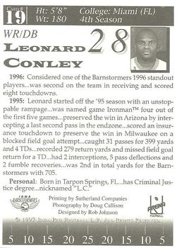 1997 Iowa Barnstormers (AFL) #19 Leonard Conley Back