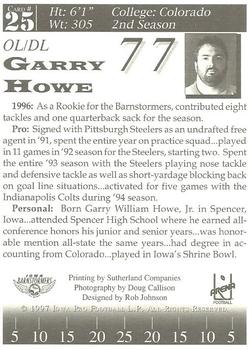 1997 Iowa Barnstormers (AFL) #25 Garry Howe Back