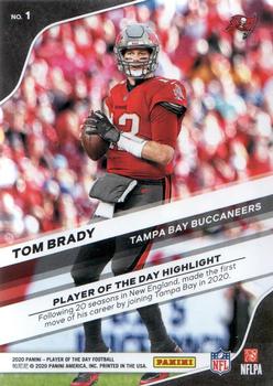 2020 Panini Player of the Day #1 Tom Brady Back