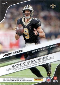 2020 Panini Player of the Day #6 Drew Brees Back