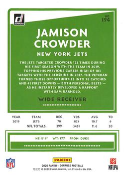 2020 Donruss - Press Proof Red #194 Jamison Crowder Back