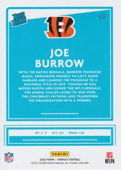 2020 Donruss - Press Proof Red #301 Joe Burrow Back