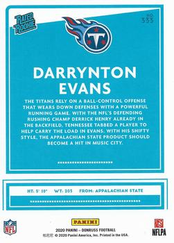 2020 Donruss - Press Proof Red #333 Darrynton Evans Back