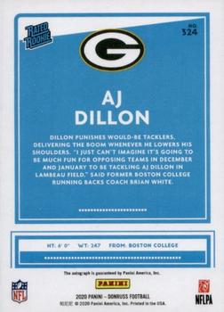 2020 Donruss - Press Proof Silver #324 AJ Dillon Back