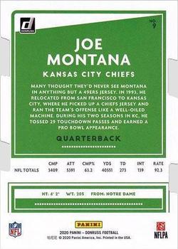 2020 Donruss - Press Proof Die Cut Silver #9 Joe Montana Back