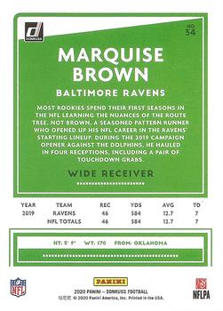 2020 Donruss - Season Stat Line #34 Marquise Brown Back