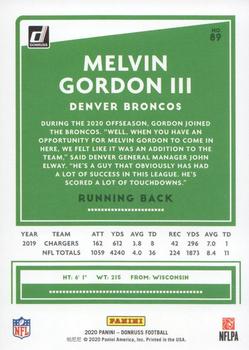 2020 Donruss - Season Stat Line #89 Melvin Gordon III Back