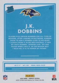 2020 Donruss - Season Stat Line #311 J.K. Dobbins Back