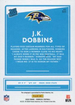 2020 Donruss - Rated Rookies Autographs Canvas #311 J.K. Dobbins Back