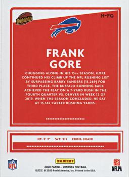 2020 Donruss - Highlights #H-FG Frank Gore Back
