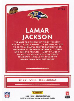 2020 Donruss - Highlights #H-LJ Lamar Jackson Back