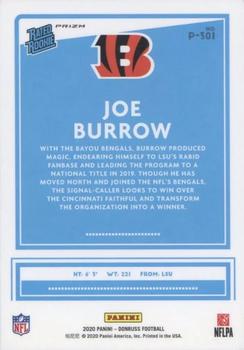 2020 Donruss - Optic Preview Red and Green #P-301 Joe Burrow Back