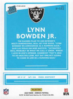 2020 Donruss - Optic Preview Red and Green #P-332 Lynn Bowden Jr. Back