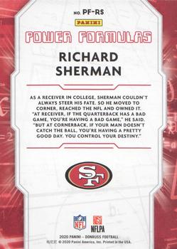 2020 Donruss - Power Formulas #PF-RS Richard Sherman Back