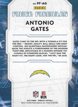 2020 Donruss - Power Formulas #PF-AG Antonio Gates Back