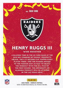 2020 Donruss - Red Hot Rookies #RH-HR Henry Ruggs III Back