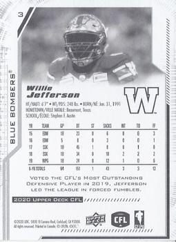 2020 Upper Deck CFL #3 Willie Jefferson Back