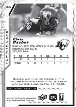2020 Upper Deck CFL #59 Chris Casher Back
