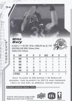 2020 Upper Deck CFL #94 Mike Daly Back