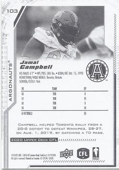 2020 Upper Deck CFL #103 Jamal Campbell Back