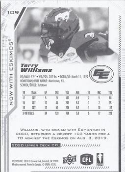 2020 Upper Deck CFL #109 Terry Williams Back