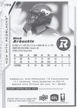2020 Upper Deck CFL #192 Nick Arbuckle Back