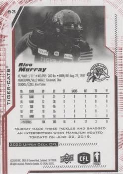 2020 Upper Deck CFL - Red #63 Rico Murray Back
