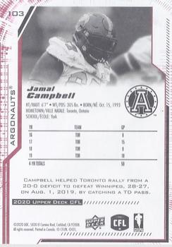 2020 Upper Deck CFL - Red #103 Jamal Campbell Back