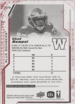 2020 Upper Deck CFL - Red #105 Chad Rempel Back