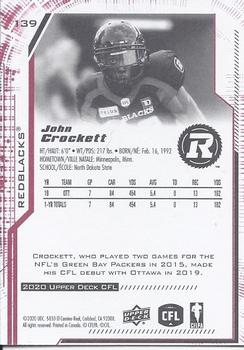2020 Upper Deck CFL - Red #139 John Crockett Back