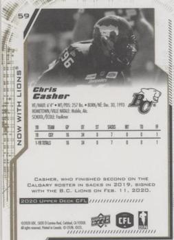 2020 Upper Deck CFL - Gold #59 Chris Casher Back