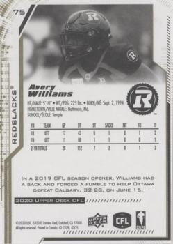 2020 Upper Deck CFL - Gold #75 Avery Williams Back