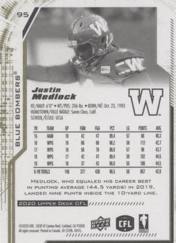 2020 Upper Deck CFL - Gold #95 Justin Medlock Back