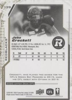 2020 Upper Deck CFL - Gold #139 John Crockett Back