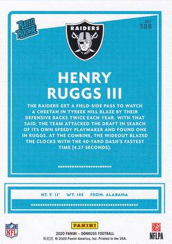2020 Donruss - Rated Rookies Canvas #308 Henry Ruggs III Back