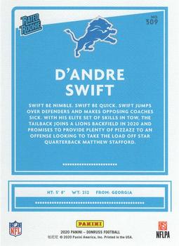 2020 Donruss - Rated Rookies Canvas #309 D'Andre Swift Back