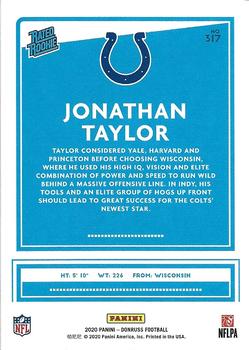 2020 Donruss - Rated Rookies Canvas #317 Jonathan Taylor Back