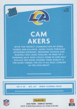 2020 Donruss - Rated Rookies Canvas #325 Cam Akers Back