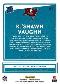 2020 Donruss - Rated Rookies Canvas #336 Ke'Shawn Vaughn Back