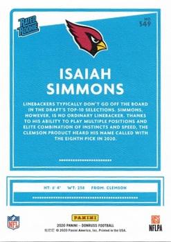2020 Donruss - Rated Rookies Canvas #349 Isaiah Simmons Back