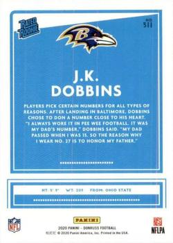 2020 Donruss - Rated Rookies Canvas Studio Series #311 J.K. Dobbins Back