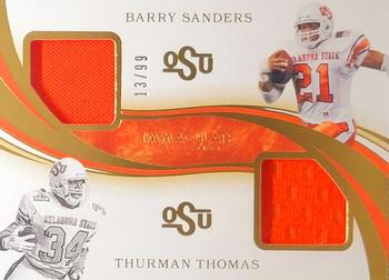 2020 Panini Immaculate Collection Collegiate - Combos #5 Barry Sanders / Thurman Thomas Front