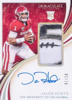 2020 Panini Immaculate Collection Collegiate - Rookie Patch Autographs 150th Anniversary Logo #133 Jalen Hurts Front