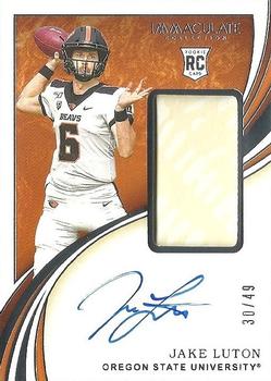2020 Panini Immaculate Collection Collegiate - Rookie Patch Autographs Silver #143 Jake Luton Front