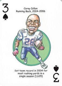 2016 Hero Decks New England Patriots Football Heroes Playing Cards #3♠ Corey Dillon Front