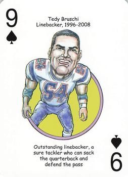 2016 Hero Decks New England Patriots Football Heroes Playing Cards #9♠ Tedy Bruschi Front