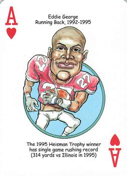 2014 Hero Decks Ohio State Buckeyes Football Heroes Playing Cards #A♥ Eddie George Front