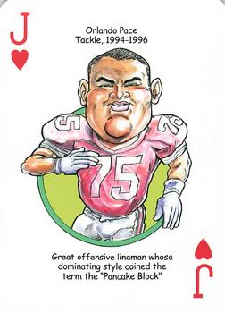 2014 Hero Decks Ohio State Buckeyes Football Heroes Playing Cards #J♥ Orlando Pace Front