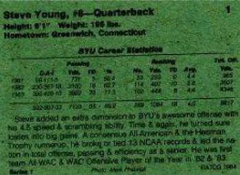 1984 BYU Cougars All-Time Greats #1 Steve Young Back